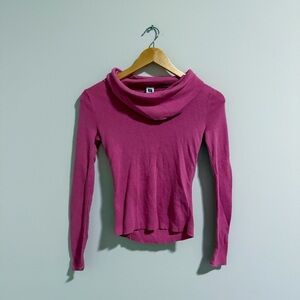 Y2K Vintage Pink Gap Cowl Neck Long Sleeve Lightweight Sweater Top Girly